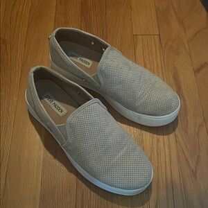 Steve Madden Light Gray Perforated Gracy Slip-Ons